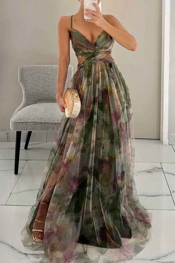 Damen Netzkleid Mila – Maxi, eng anliegend, Spaghettiträger