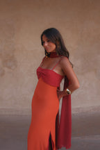 Damen Kleid Sophia – Zweifarbig mit Halstuch, elegant