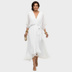 Damen Chiffonkleid Emma – V-Ausschnitt, fließend