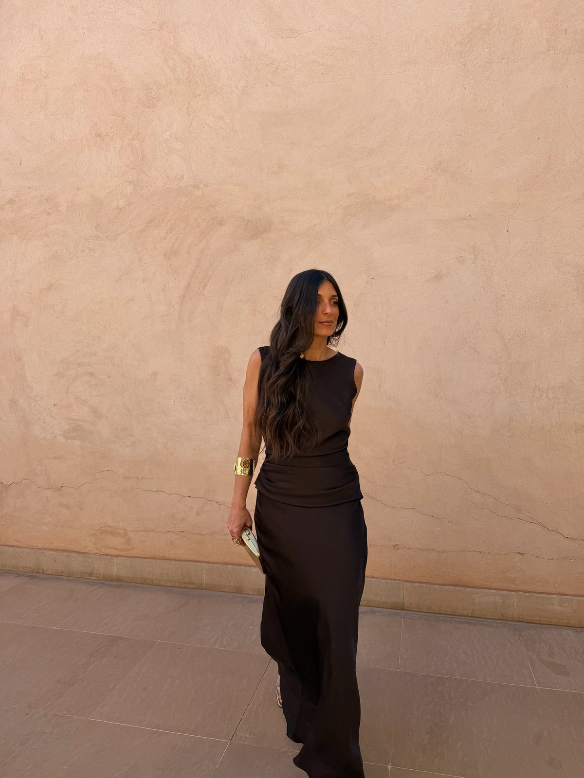 Damen Maxikleid Sophia – Braun, elegant, fließend