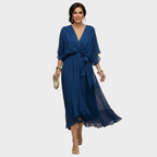 Damen Chiffonkleid Emma – V-Ausschnitt, fließend