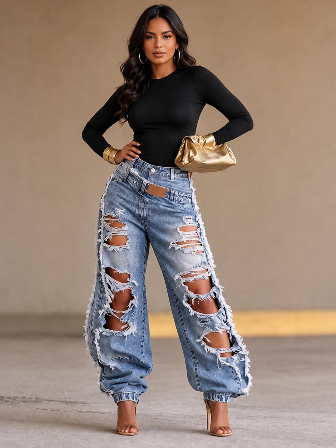 Damen Jeans Mila – Oversize Destroyed Denim, hochwertig
