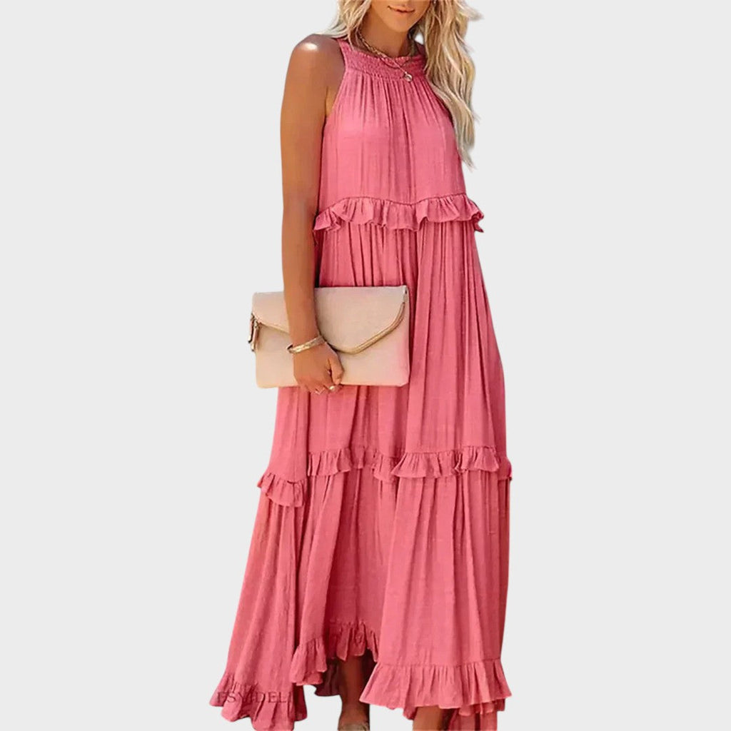 Damen Kleid ohne Ärmel Emma – Volantdetails fließender Schnitt