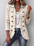 Damen Strickjacke Laura – Vintage-Stil, Rüschendetails, Creme