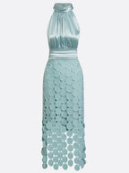Damen Midikleid Clara – Hochzeitskleid mit Spitze & Stehkragen