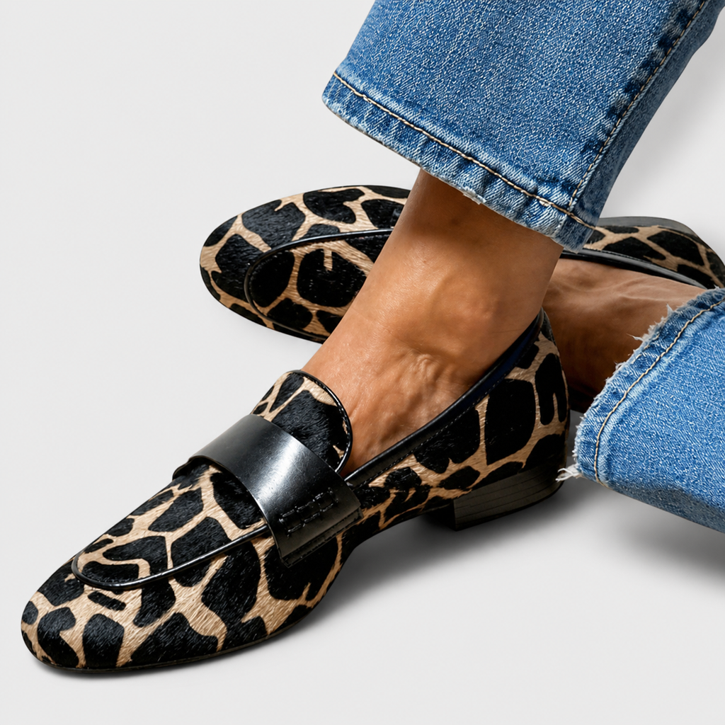 Damen Mokassins Sophia – Leopardenmuster, Handarbeit