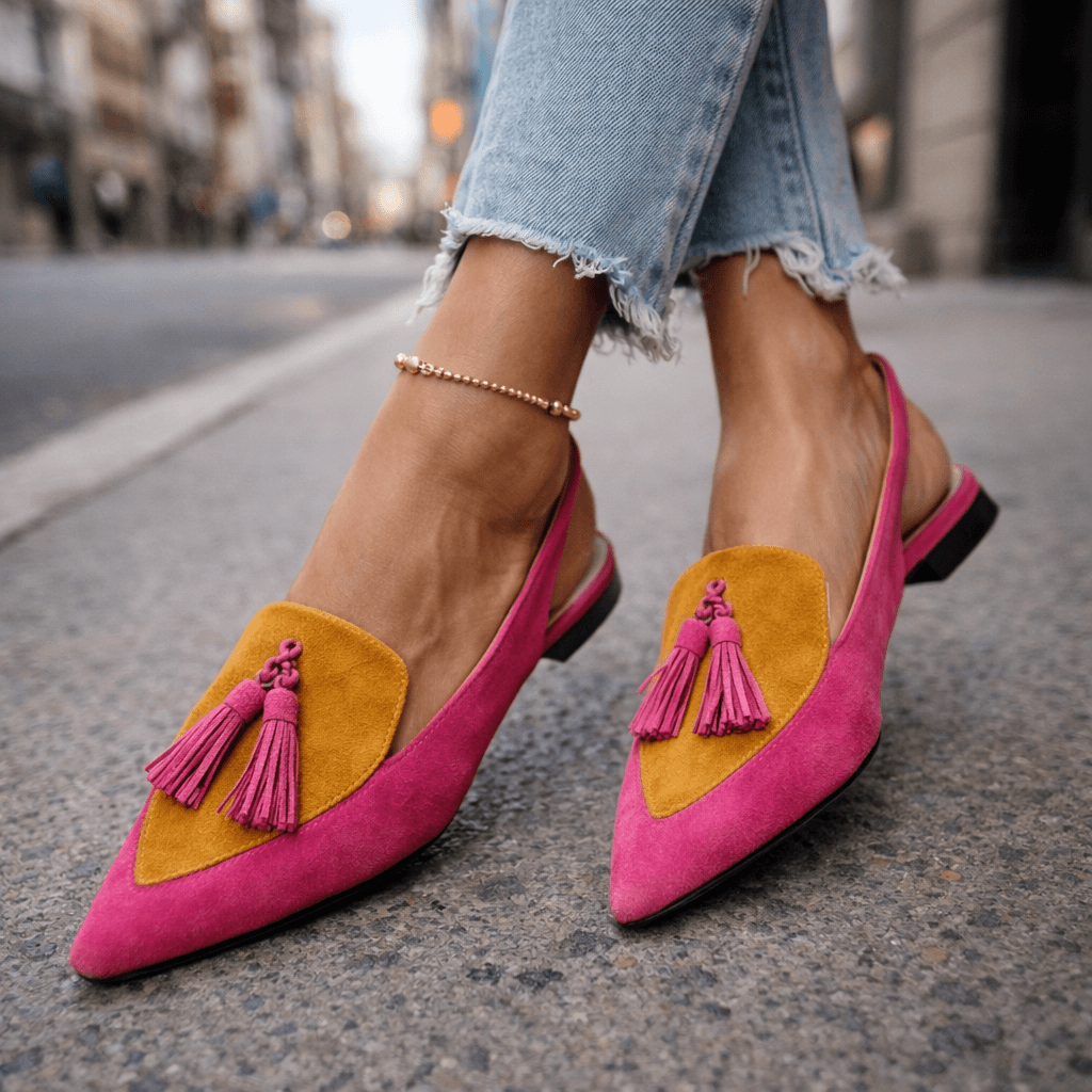 Damen Sandalen Lea – Flach mit Quasten, Wildleder