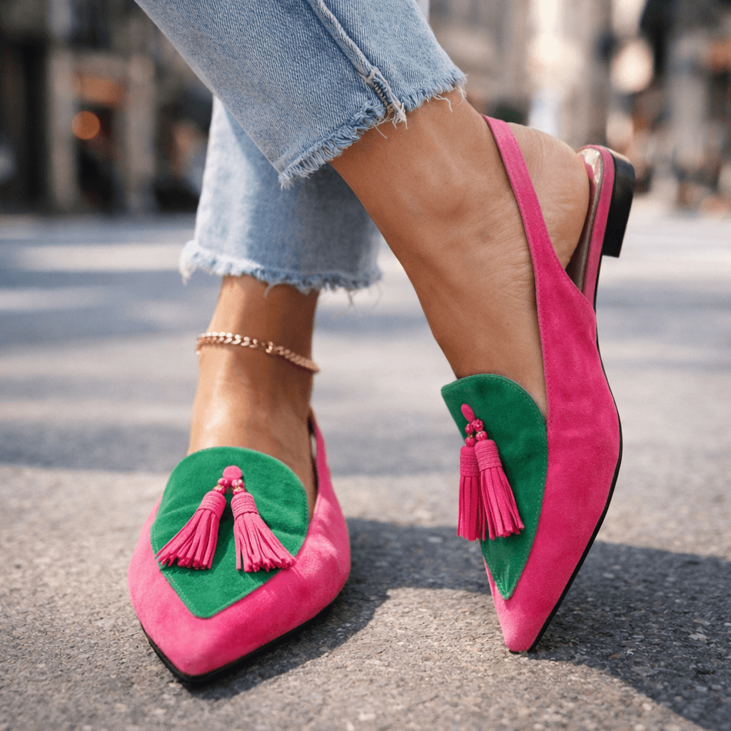 Damen Sandalen Lea – Flach mit Quasten, Wildleder