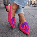 Damen Sandalen Lea – Flach mit Quasten, Wildleder