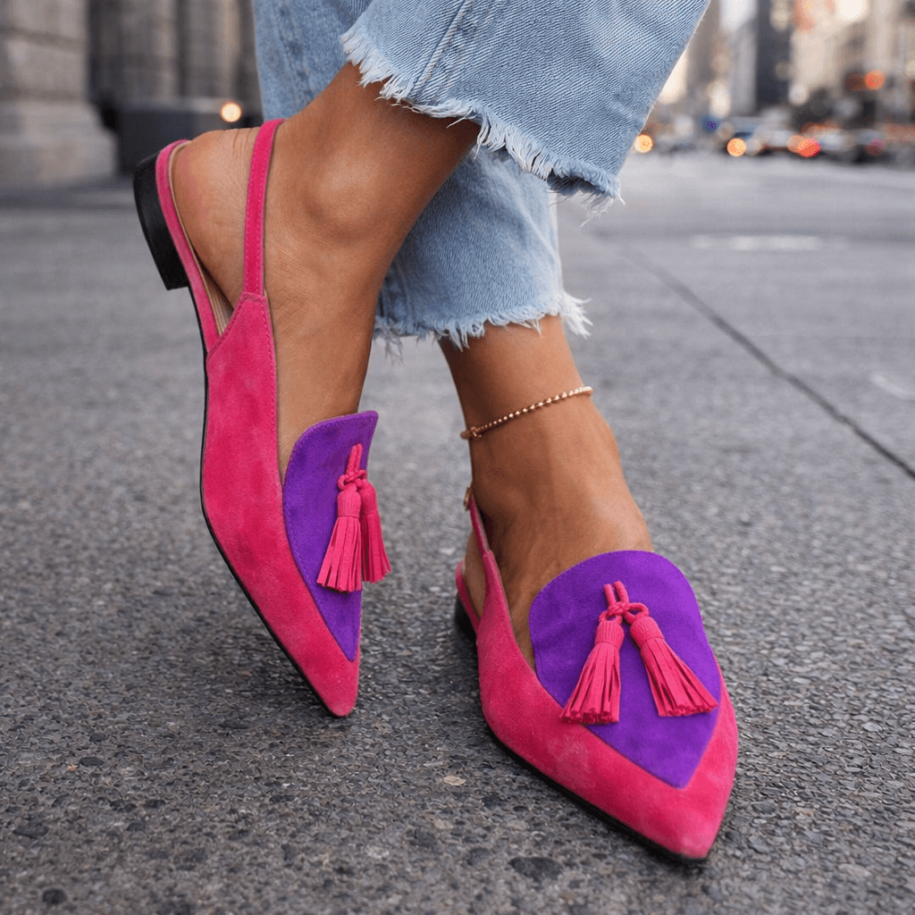 Damen Sandalen Lea – Flach mit Quasten, Wildleder