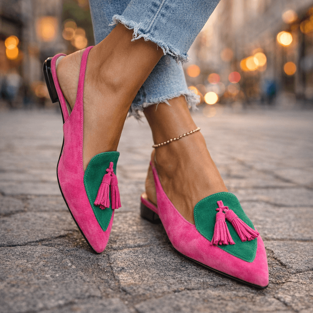 Damen Sandalen Lea – Flach mit Quasten, Wildleder