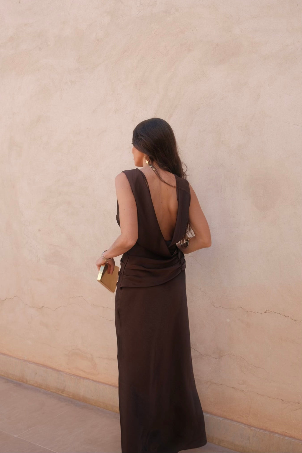 Damen Maxikleid Sophia – Braun, elegant, fließend