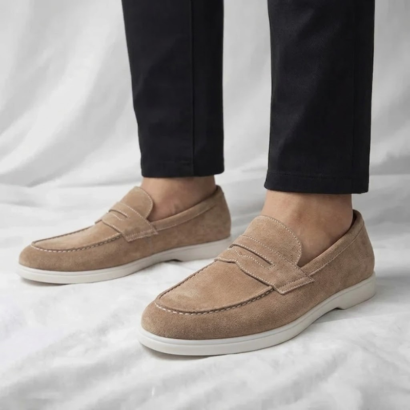 Herren Loafer Felix – Wildleder, Penny-Detail, Komfortabel