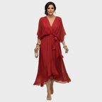 Damen Chiffonkleid Emma – V-Ausschnitt, fließend