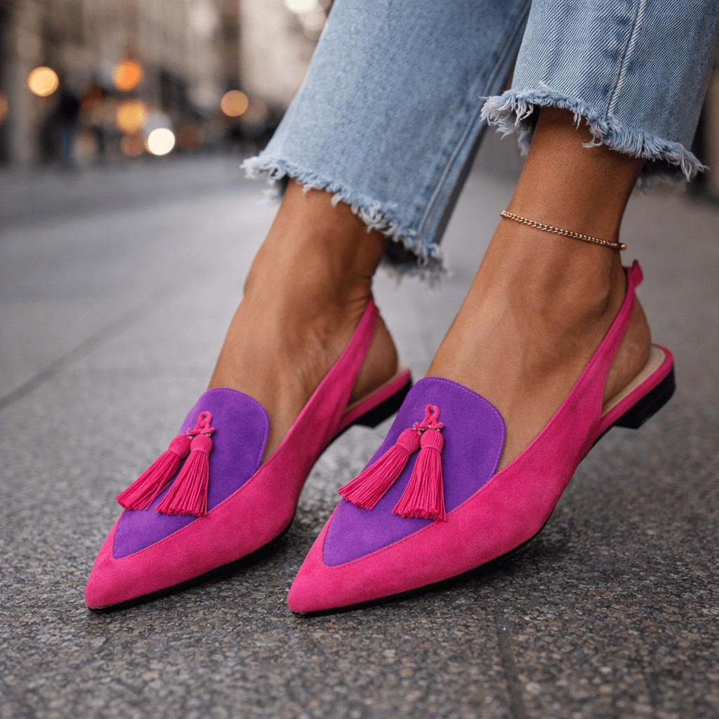 Damen Sandalen Lea – Flach mit Quasten, Wildleder