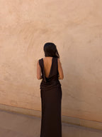 Damen Maxikleid Sophia – Braun, elegant, fließend