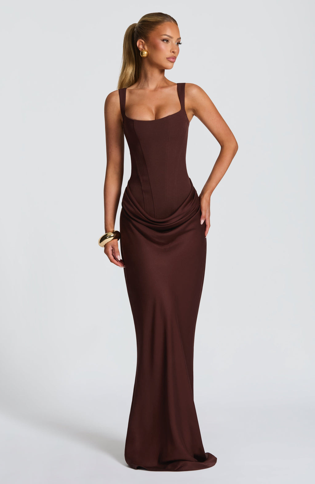 Damen Maxikleid Greta – Sanduhrform mit Korsett