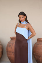 Damen Kleid Johanna – Lang, Elegant, mit Tuch, Recycelt-Polyester