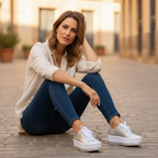 Damen Plateau-Sneaker Lena – Schnürung mit Metallösen, hohe Sohle