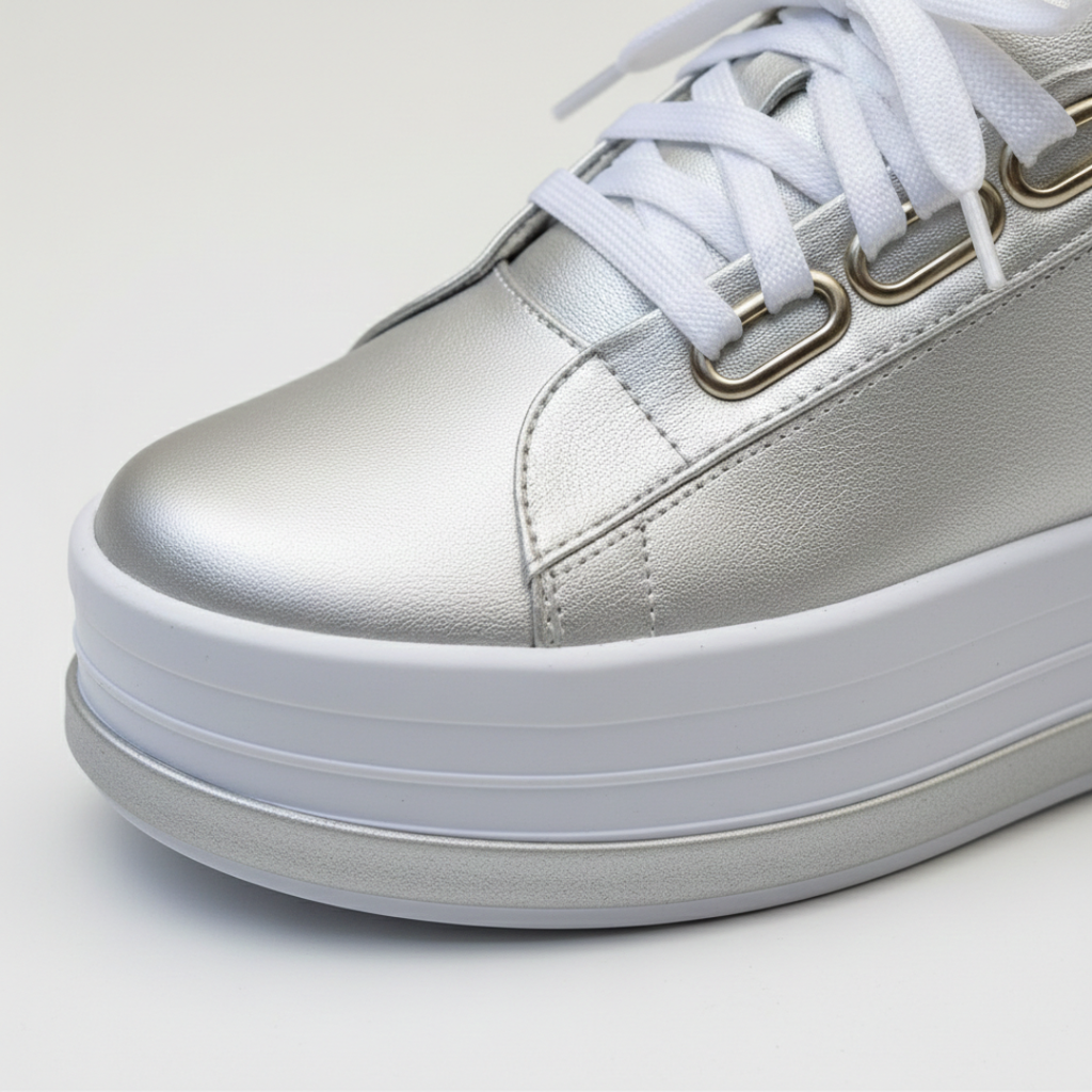 Damen Plateau-Sneaker Lena – Schnürung mit Metallösen, hohe Sohle
