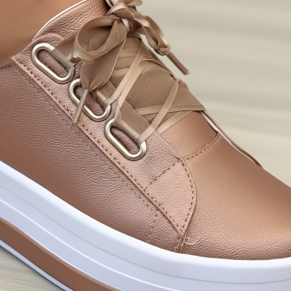 Damen Plateau-Sneaker Lena – Schnürung mit Metallösen, hohe Sohle