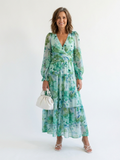 Damen Maxikleid Olivia – Florales Muster, lange Ärmel, romantisch
