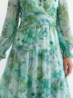 Damen Maxikleid Olivia – Florales Muster, lange Ärmel, romantisch