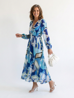 Damen Maxikleid Olivia – Florales Muster, lange Ärmel, romantisch
