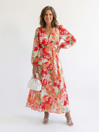 Damen Maxikleid Olivia – Florales Muster, lange Ärmel, romantisch