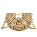 Damen Abendtasche Sophie – Halbmond-Form, Metallrippen, elegant