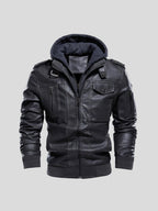Herrenjacke Felix – Kunstleder, abnehmbare Kapuze, Slim Fit