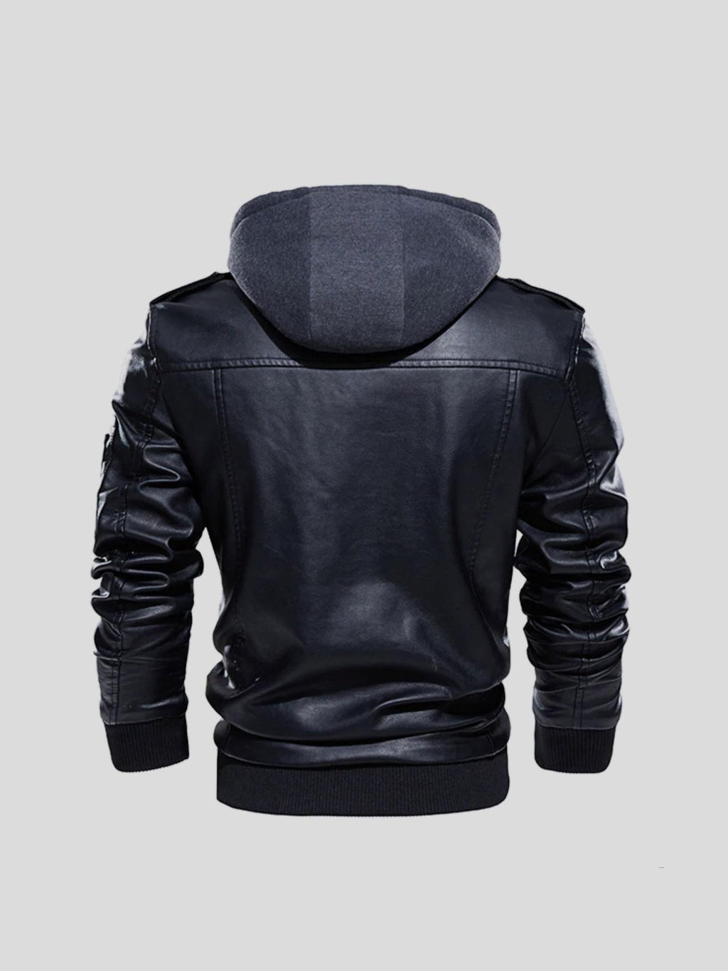 Herrenjacke Felix – Kunstleder, abnehmbare Kapuze, Slim Fit