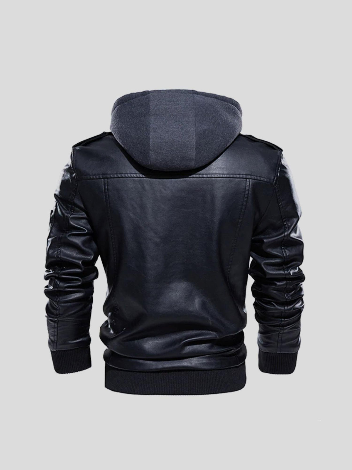 Herrenjacke Felix – Kunstleder, abnehmbare Kapuze, Slim Fit