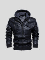Herrenjacke Felix – Kunstleder, abnehmbare Kapuze, Slim Fit