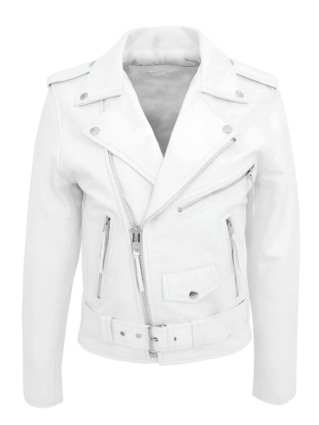 Damenleder-Jacke Lena – Biker Style, Reißverschlüsse, klassisch