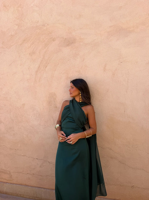 Damen Abendkleid Grün – Elegant mit Ausschnitt, für Hochzeitsgäste