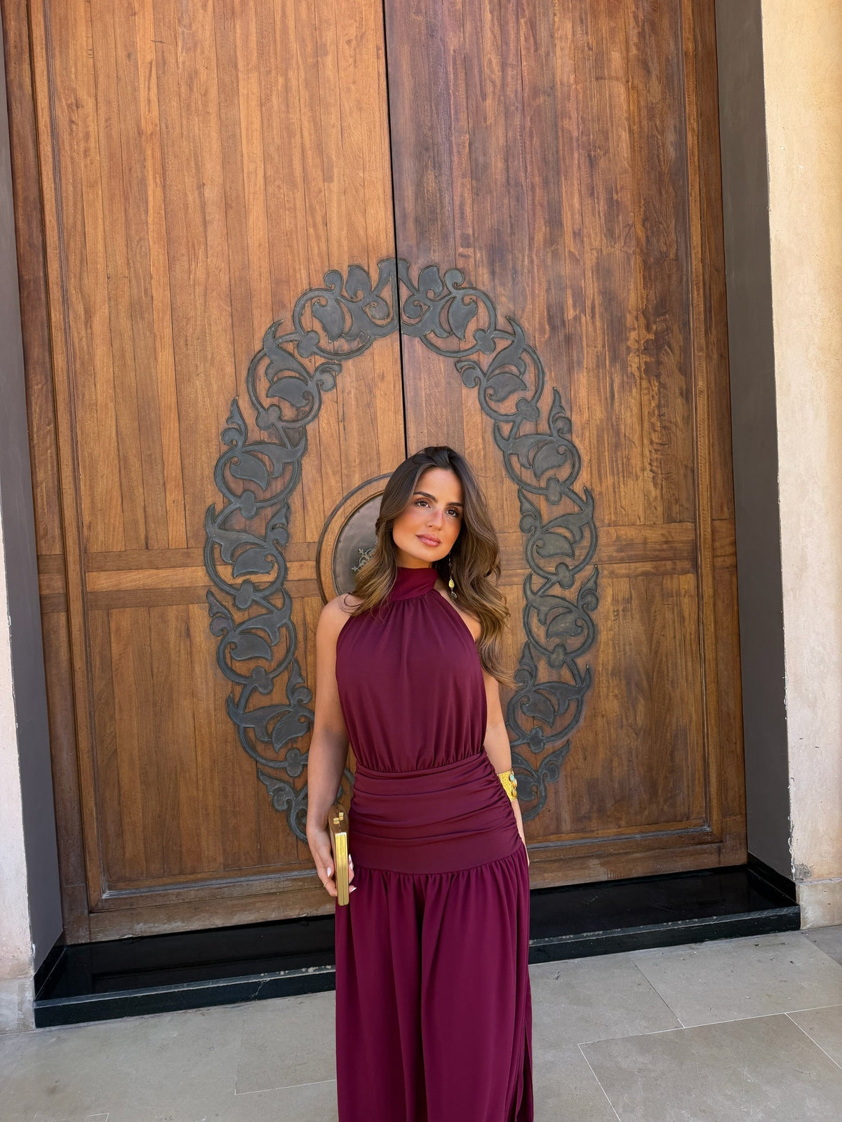 Damen Maxikleid Emma – Bordeaux, fließendes Polyester