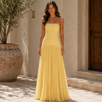 Damen Kleid Emma – Bardot mit Plisseerock elegant