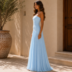 Damen Kleid Emma – Bardot mit Plisseerock elegant