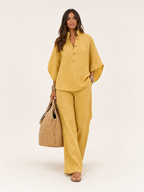 Damen Leinenset Greta – Fließend, Spaghettiträger, elegant