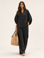 Damen Leinenset Greta – Fließend, Spaghettiträger, elegant