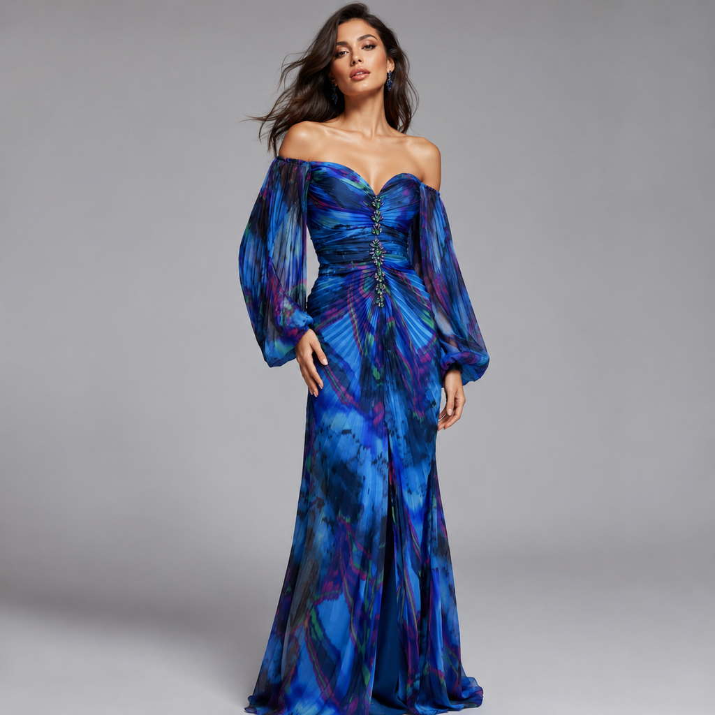 Damen Maxikleid Sophia – Floraler Druck, V-Ausschnitt, fließend
