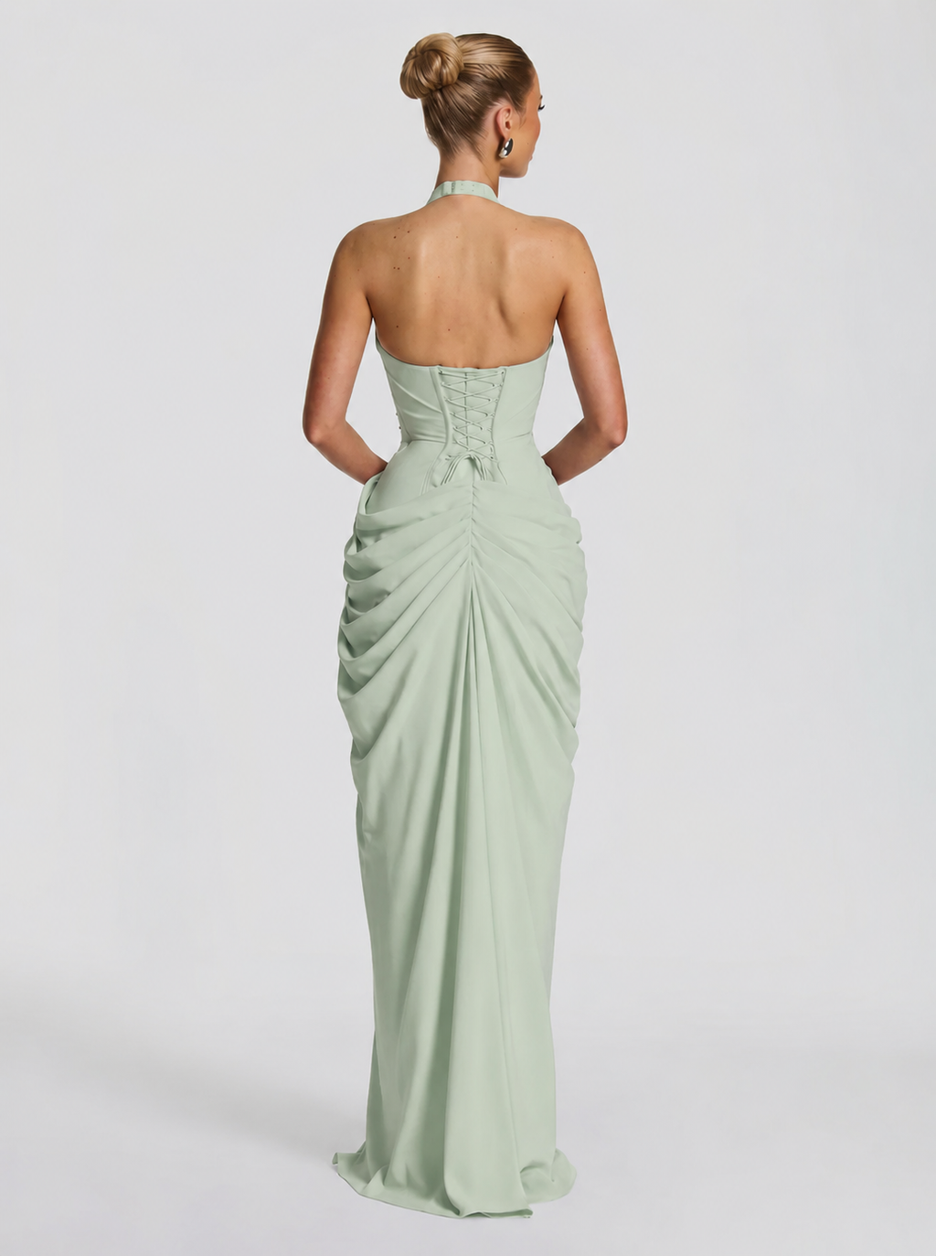Damen Abendkleid Emma – Neckholder, Seitenschlitz, fließend