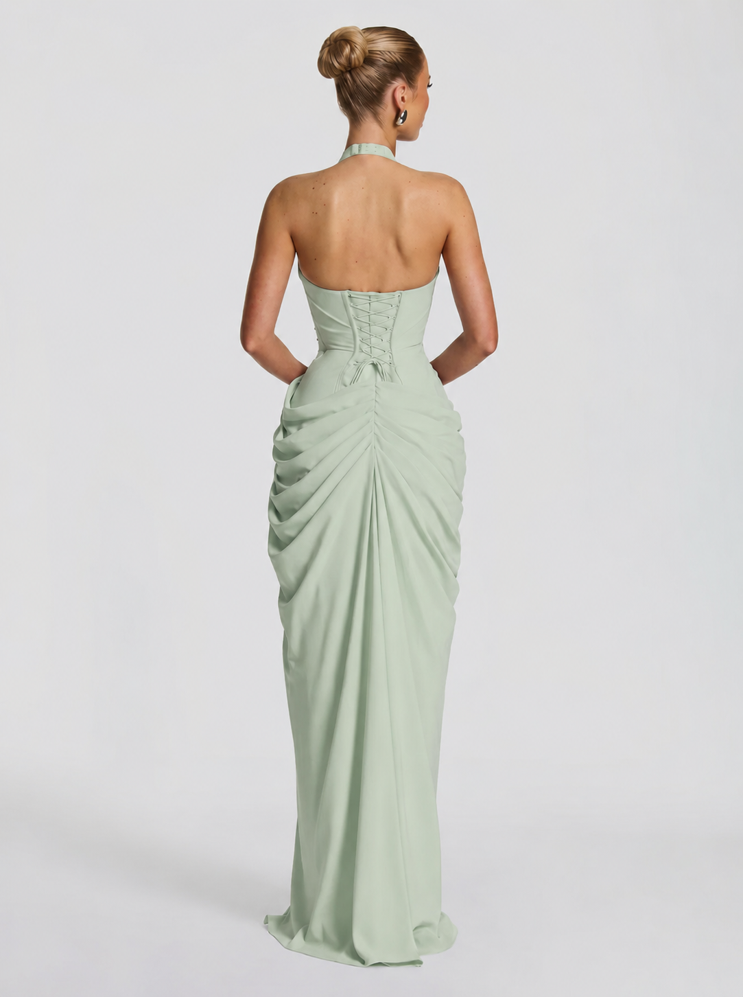 Damen Abendkleid Emma – Neckholder, Seitenschlitz, fließend