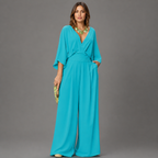 Damen Jumpsuit Milena – Sommerlook, V-Ausschnitt, Weithose