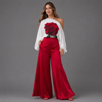 Damen Set Emma – Bluse mit Rosendruck und Palazzohose