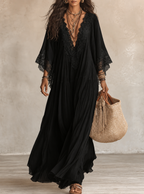 Damen Ibiza-Maxikleid Brisa – Häkelstoff, Weiß, Boho-Stil