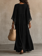 Damen Ibiza-Maxikleid Brisa – Häkelstoff, Weiß, Boho-Stil