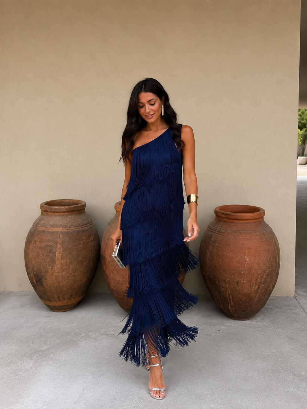 Damen Abendkleid Emma – Elegante Fransen, schulterfreier Ausschnitt