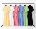 Damen Zweiteiler Emma – Florales Lochmuster, fließende Hose